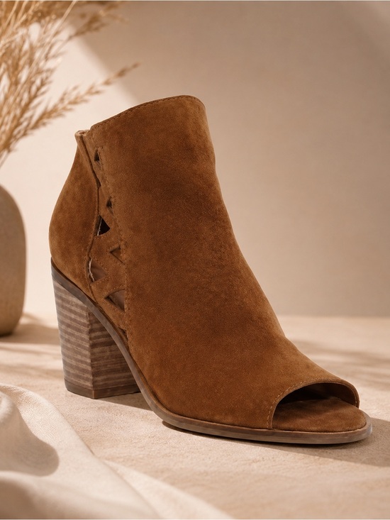 Lucky Brand Shoes - Lucky Brand peep-toe booties with cutouts in brown tan suede size 8